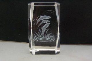 3 Leaping Dolphins Laser Cut Decorative Crystal 2in x 3 1/2in  Other Products  