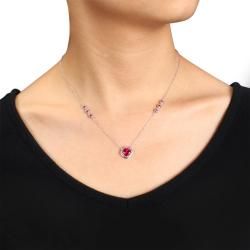 Miadora Sterling Silver Created Ruby Necklace Miadora Gemstone Necklaces
