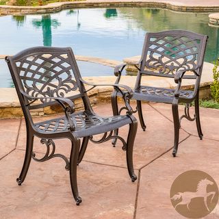 Christopher Knight Home Sarasota Cast Aluminum Bronze Outdoor Chair (Set of 2) Christopher Knight Home Dining Chairs