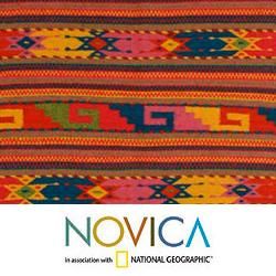 Wool 'Fiesta in Mitla' Zapotec Rug (3.5 feet x 2 feet) (Mexico) Novica Accent Rugs
