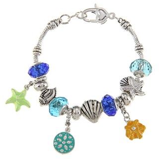 La Preciosa Silvertone Multi colored Sealife Bead Charm Bracelet La Preciosa Crystal, Glass & Bead Bracelets
