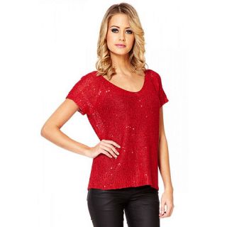 Quiz Red Sequin Knitted Top