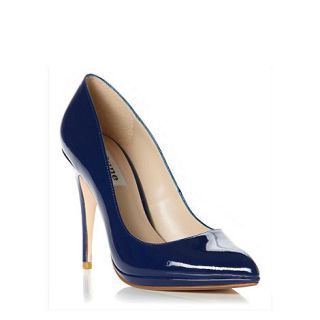 Dune Dune navy patent acute pointed toe patent leather court shoe