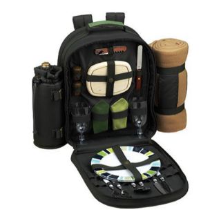 Picnic at Ascot Eco Picnic Backpack for Two with Blanket Forest Green Picnic at Ascot Picnic Backpacks