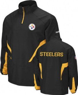 Reebok Pittsburgh Steelers Black Hot Sideline 1/4 Zip Pullover Wind Jacket (XX Large)  Sports Related Merchandise  Sports & Outdoors