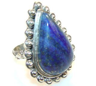 Lapis Lazuli Women's Silver Ring Size 8 12.80g (color navy blue, dim. 1 1/4, 1, 1/4 inch). Lapis Lazuli Crafted in 925 Sterling Silver only ONE ring available   ring entirely handmade by the most gifted artisans   one of a kind world wide item   FRE