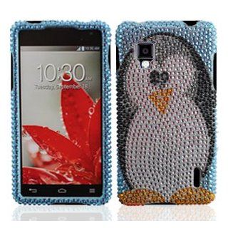 Blue Penguin Diamond Bling Hard Case Snap On Cover for Lg Ls970 Optimus G / Eclipse 4g LTE + Free Silver Stylus Pen Cell Phones & Accessories