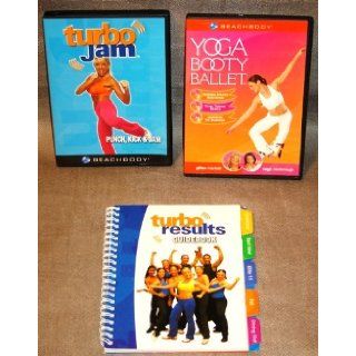 Turbo Jam DVD, Yoga Booty Ballet DVD, Turbo Results Guidebook, Beachbody DVD's Chalene Johnson, Gillian Marloth, Teigh McDonough Books