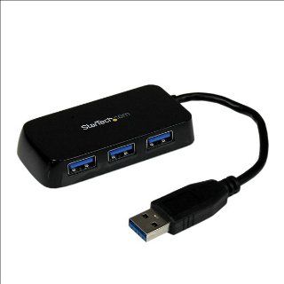 StarTech Portable 4 Port SuperSpeed Mini USB 3.0 Hub with Built In Cable ST4300MINU3B   Black Computers & Accessories