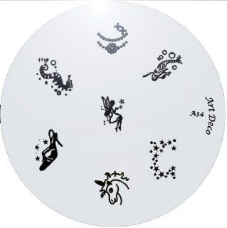 MoYou Nail Art Image Plate A34 including 7 Nailart designs on metal stencil, easy to apply, amazing results, accessories for women  Nail Art Equipment  Beauty