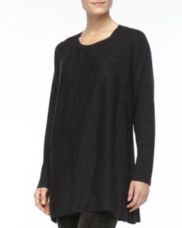 Womens Long Sleeve Jersey Top, Petite   Eileen Fisher   Charcoal (PP (2/4))
