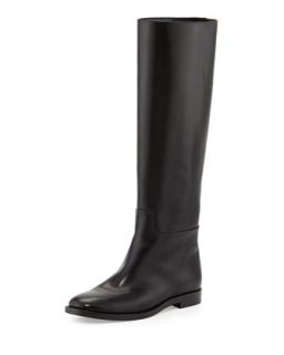 Zip Back Flat Leather Knee Boot, Black   Tom Ford   Black (38.5B/8.5B)
