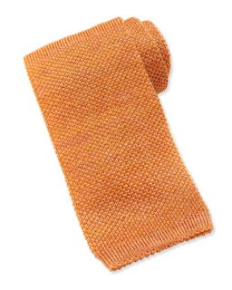 Mens Wool/Silk Knit Tie, Orange   Isaia   Orange