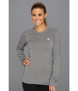 adidas Ultimate Long Sleeve V Neck Tee Womens Long Sleeve Pullover (Gray)