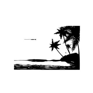 Vsgraphics Llc Ocean Beach With Palm Trees Vinyl Wall Art Black Size Medium