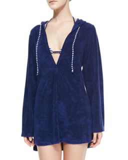 Womens Terry Hooded Tunic Coverup   Splendid   Navy (SMALL/4 6)