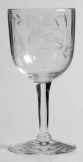 Sevron Moonglow Wine Glass   Gray Cut Floral Design, Smooth Stem