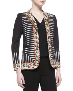 Womens 2 Button Tribal Striped Printed Jacket, Black   Etro   Black (48/14)
