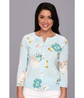 Pendleton Petite Floral Print Cardigan Womens Sweater (Blue)