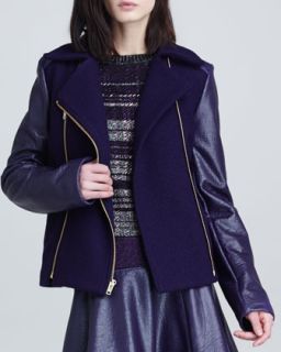 Womens Gravity Mix Fabric Pea Coat   Nanette Lepore   Deep violet (2)