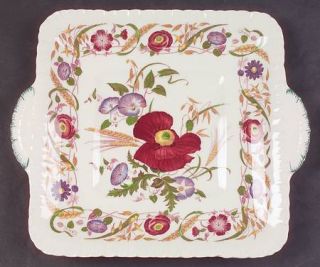 Wedgwood Cornflower Square Handled Cake Plate, Fine China Dinnerware   Shelledge