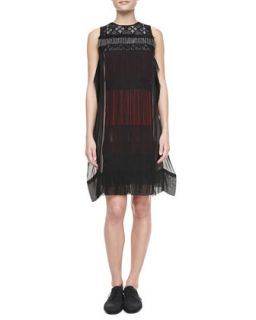 Womens Embroidered Fringe Dress, Black/Multi   Bottega Veneta   Multi colors