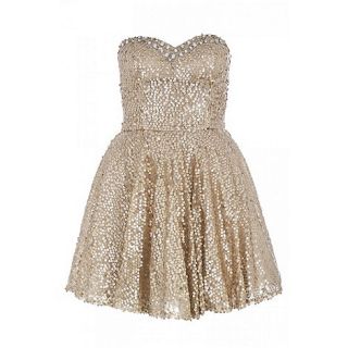 Quiz Gold Sequin Embellished Prom Dress