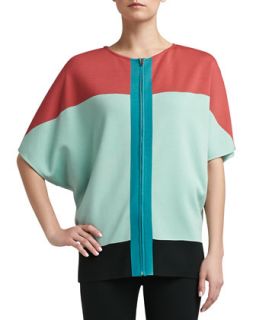 Womens Milano Knit Colorblock Batwing Full Cardigan   St. John Collection  