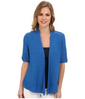 Jones New York 1/2 Sleeve Open Front Cardigan Womens Sweater (Blue)