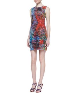 Womens Kaleidoscope Print Silk Shift Dress   M Missoni   Turquoise (38)