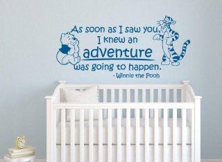 Winnie the Pooh Nursery Wall Quote Decal "As Soon As I Saw You, I Knew an Adventure Was Going to Happen" with Winnie & Tigger Portrait Wall Sticker Giant Baby Children's Room Wall Art Sticker Vinyl Saying Decor Birthday Baby Shower Gift  
