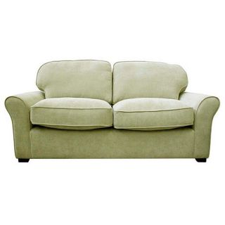 Small lime green Kismet sofa with dark wood feet