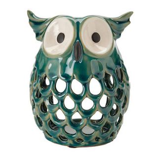 Parlane Turquoise ceramic owl tea light holder