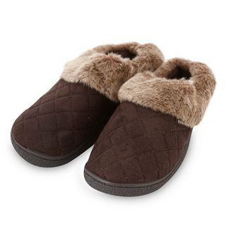 Isotoner Brown quilted mule slippers