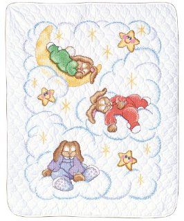 Janlynn Stamped Cross Stitch Kit, 43 1/2 Inch by 34  Inch, Heaven Sent Baby Quilt