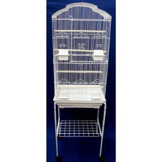 Shall Top Small Bird Cage with Stand in White  Birdcages 