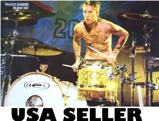 Blink 182 POSTER Travis Barker on drums shirtless grainy 34 x 23.5 (sent from USA in PVC pipe)  Prints  
