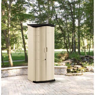 Rubbermaid Plastic Vertical Outdoor Storage Shed, 17 Cubic Foot (FG374901OLVSS)  Storage Cabinet  Patio, Lawn & Garden