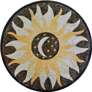 Sun Moon Stars Mosaic Marble Hand Made   Marble Tiles  