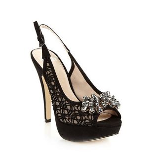 Faith Black embellished lace high court shoes