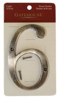 Gatehouse 5 Inch Solid Zinc Number Six (6) Antique Brass House Number    