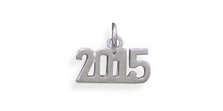 SCJ Sterling Silver Charm Pendant Number Year 2015   Tarnish Resistant Finish Jewelry