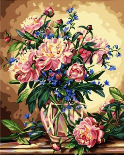 AutoLive Paint By Numbers Kits, Paint By Number Kits, 20"x16", Peony Floral Paint By Numbers Kits