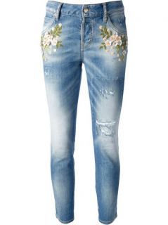 Dsquared2 'cool Girl' Embroidered Floral Jeans   Russo Capri