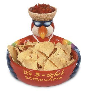 Party Parrot "5 O'clock Somewhere" Chip & Dip Dish Chip And Dip Serving Sets Kitchen & Dining