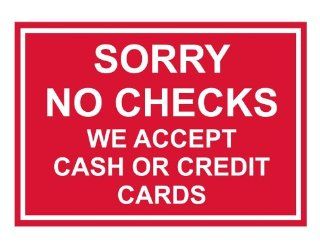 Sorry No Checks Engraved Sign EGRE 15808 WHTonRed Payment Policies  Business And Store Signs 