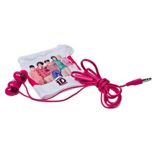 One Direction 1D Pink Earphones with Pouch