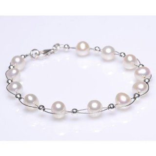 Armband aus Swasser Perlen Zuchtperlen creme wei Perlenarmband elegant Hochzeit Schmuck