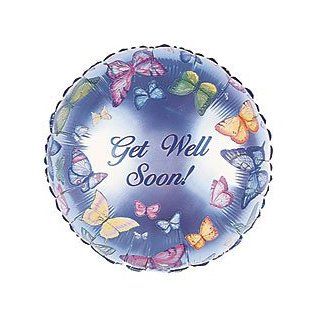 Get Well Soon 18" Colorful Butterflies Sympathy Mylar Foil Balloon 