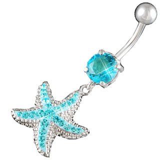 1,6mm 10mm Bauchnabelpiercing baumeln Kristall Stahl Swarovski Aquamarin Ohr Bananabell BGGI Schmuck